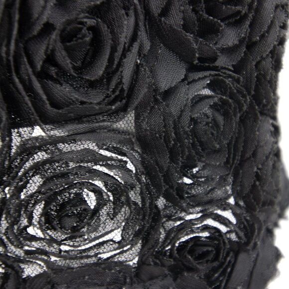 Black sleeveless floral mini dress‎ with 3D flowers design - Picture 4 of 14